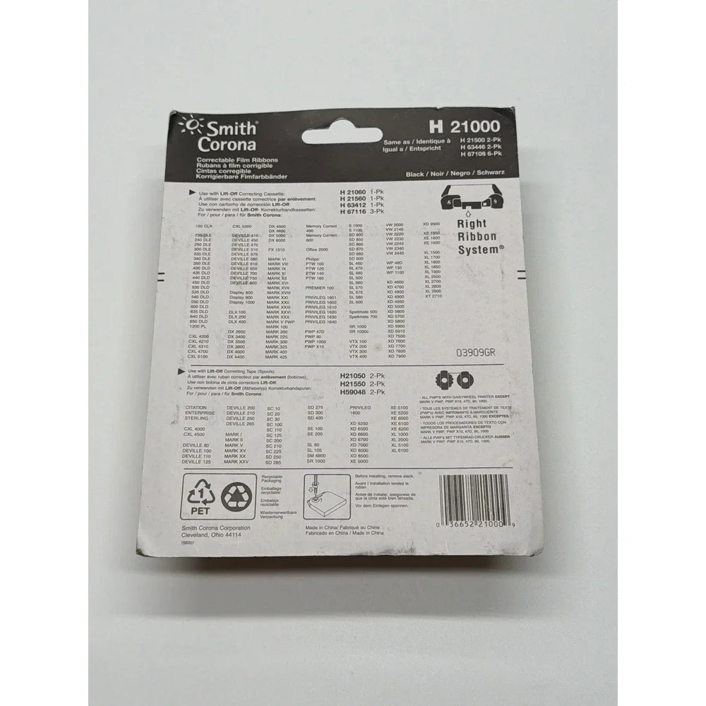 Smith Corona H21000 Correctable Film Ribbons Black‎ Typewriter Ribbon New